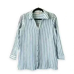 Soft Surroundings Striped Button Down Tunic 100% Cotton Size L